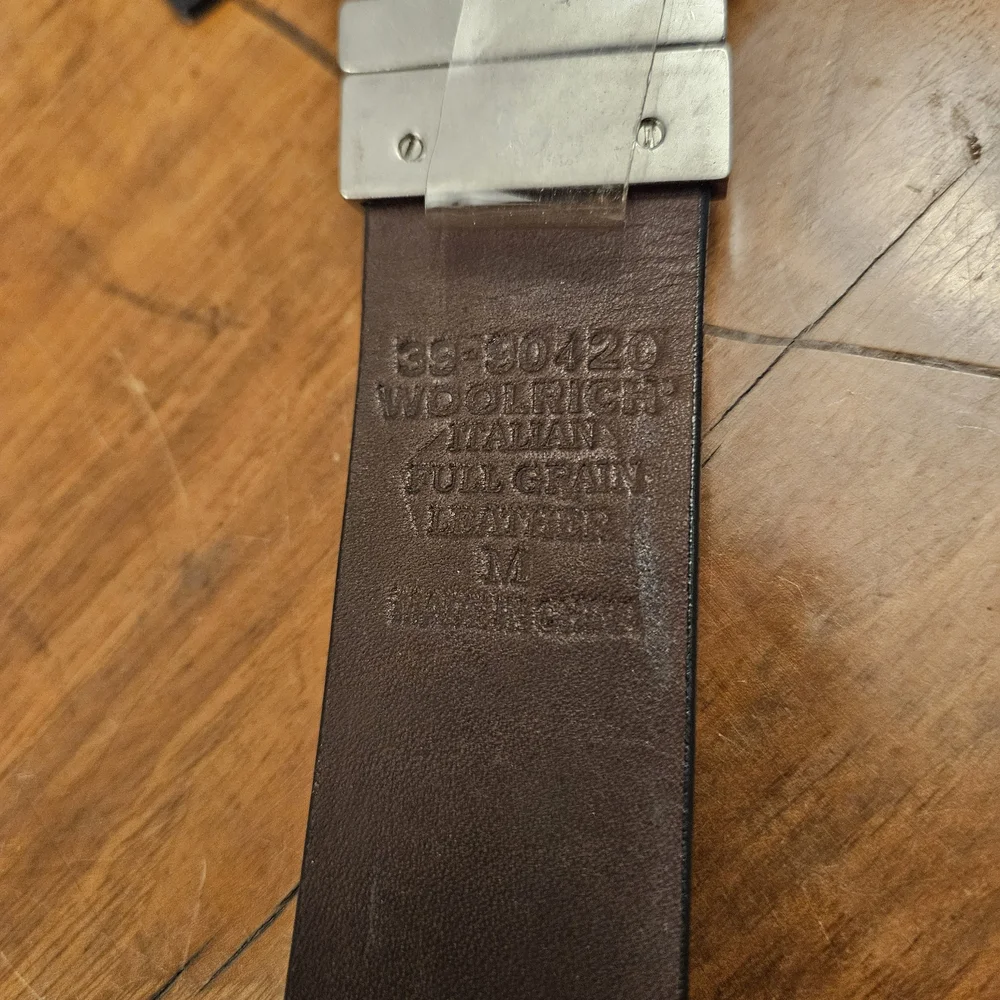 Woolrich Belt Reversible‎ Size M Genuine Italian Full Grain Leather Black Brown